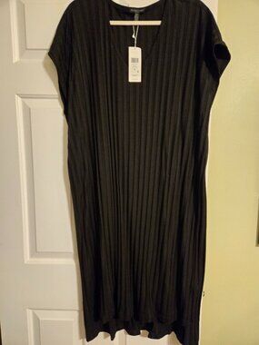 Eileen Fisher black vneck knit dress 3X